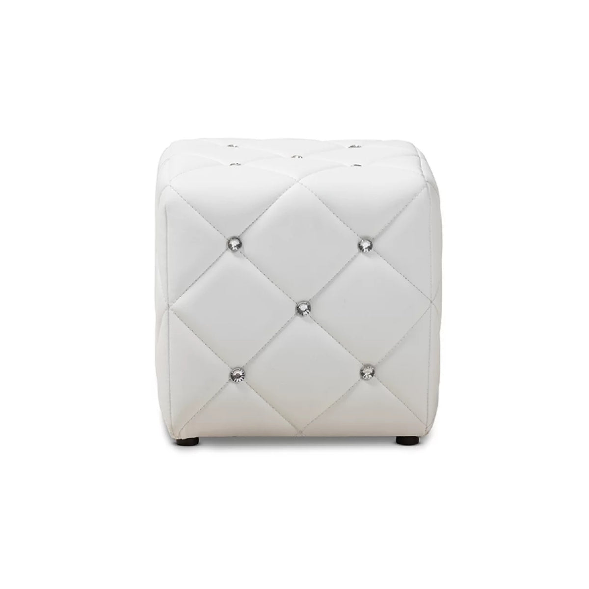 White Faux Leather Upholstered Ottoman B429