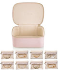 Green PU Leather Small Jewelry Case with 6 Zipper Velvet Bags L836