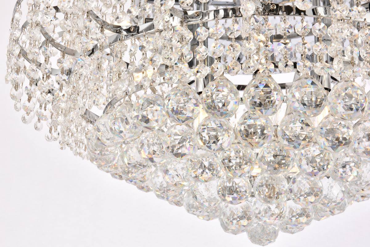 10 Light Chrome Flush Mount Clear Crystal H7991