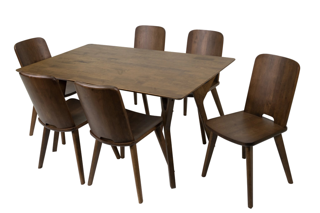 7-Piece Solid Wood Dining Table and 6 Chairs G114