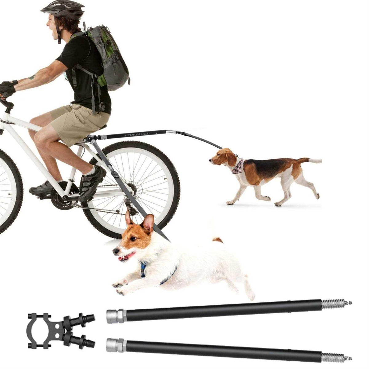 Hands Free Dog Bike Leash for 2 Dogs V884336