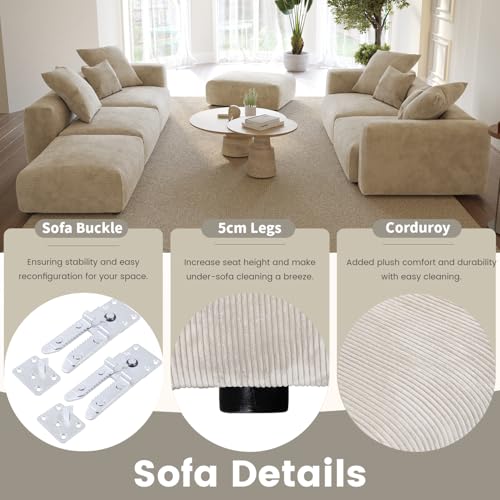 Oversized Corduroy 3 Seater Sectional Sofa I725943