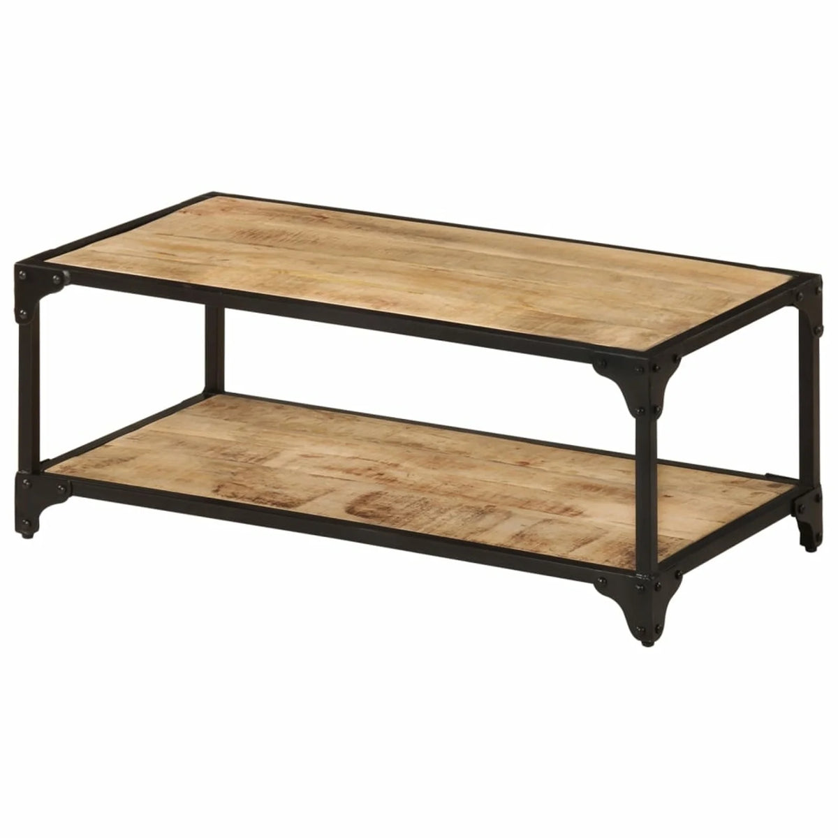 Coffee Table with Storage Shelf Mango Wood Iron Frame X228525
