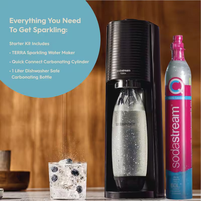 Black Soda Machine and Sparkling Water Maker Kit T482