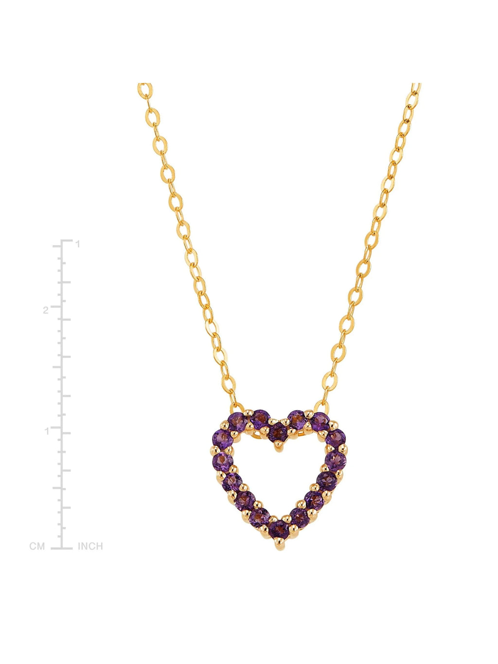 Amethyst Open Heart Pendant Necklace in 10kt Gold, 17" E437