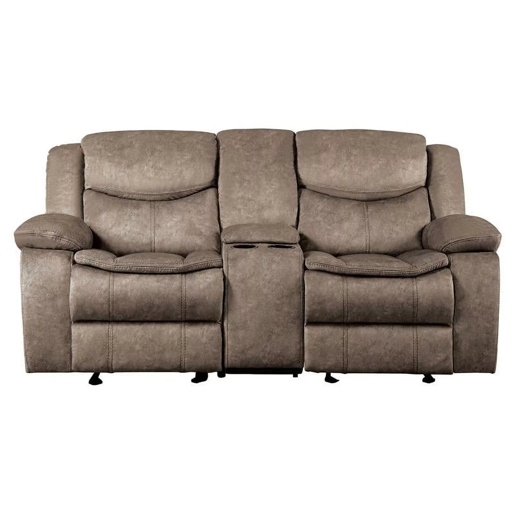 Brown Microfiber Reclining Loveseat U82001