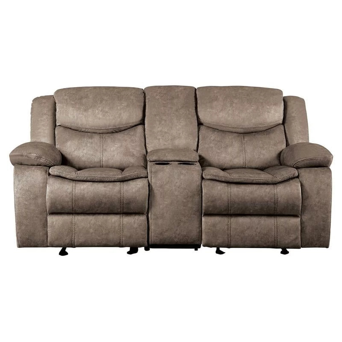 Brown Microfiber Reclining Loveseat U82001
