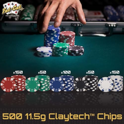 500 Striped Dice Claytec Poker Chip Set with Aluminum Case B188881