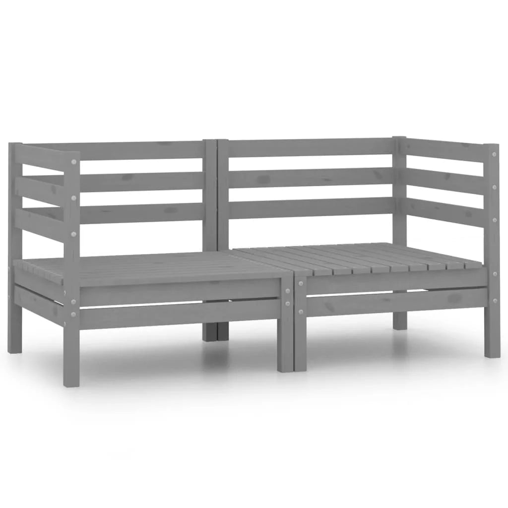 Gray 2-Seater Solid Wood Pine Patio Sofa D13775