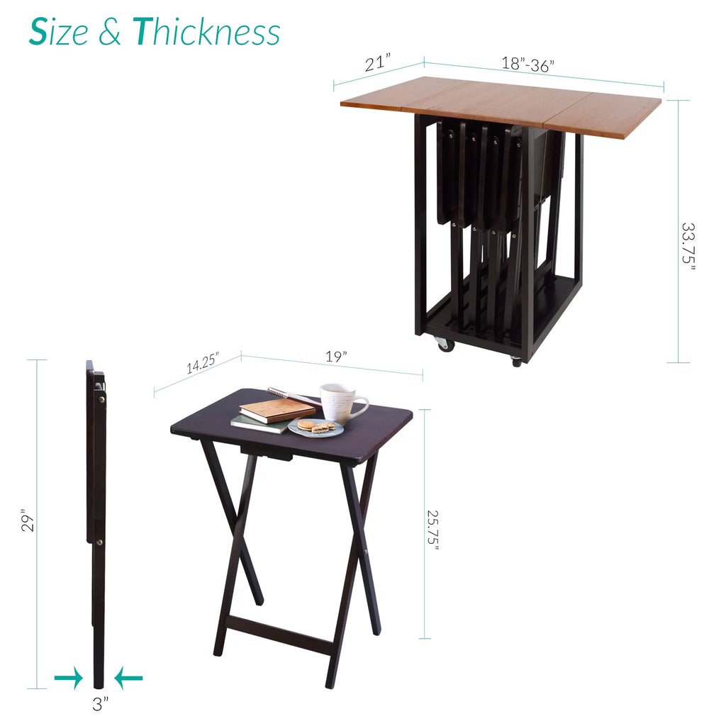 Solid Wood 5-Piece Snack Table Set W3384