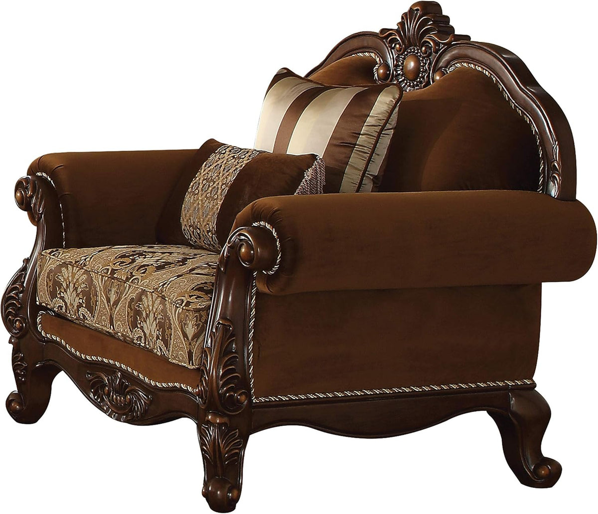 Brown and Floral Fabric Sofa F5588