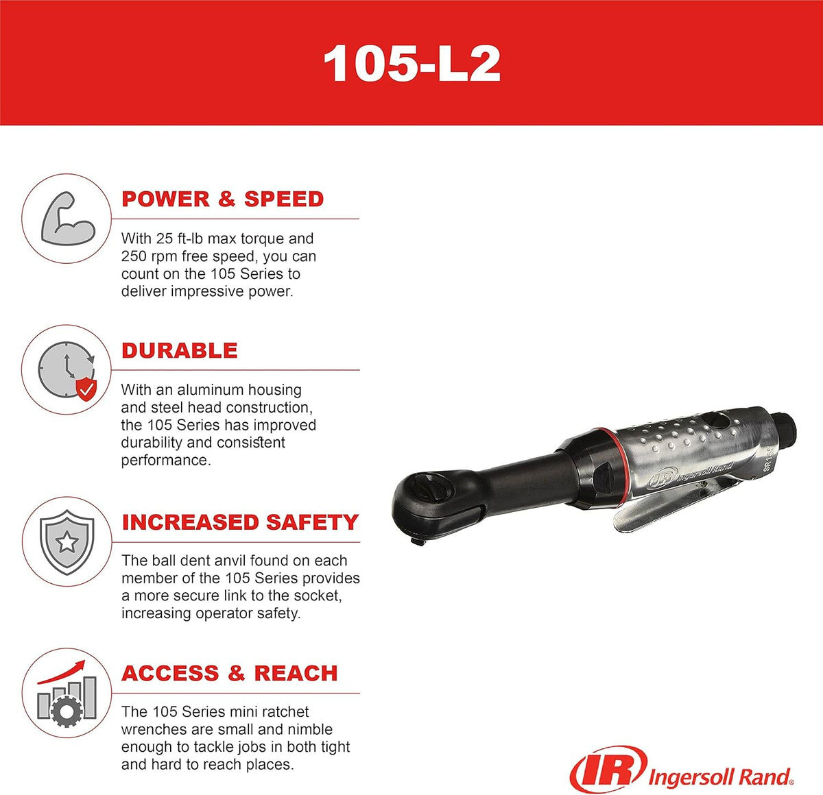 1/4" Extended Length Air Ratchet K9653
