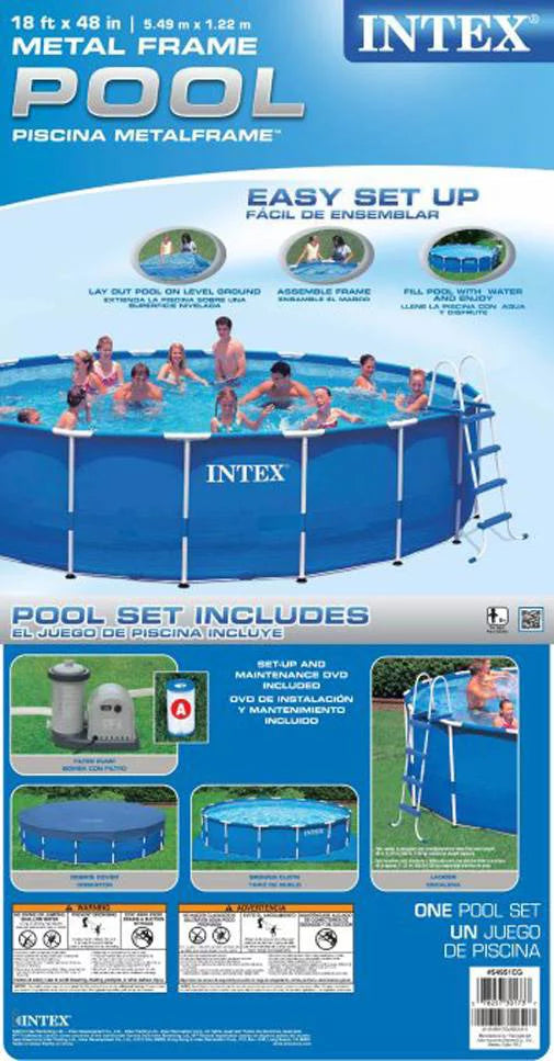 18ft x 48in Round Metal Frame Above Ground Swimming Pool Set R809400