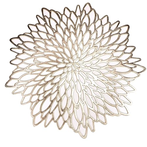 6 Pack Silver Metallic Glitter Vinyl Round Placemats W36008