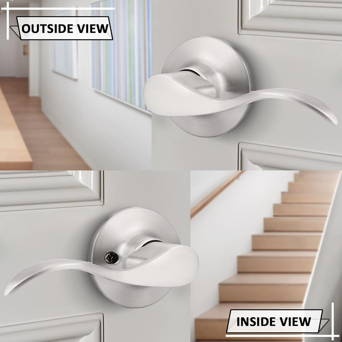 5 Pack Brushed Nickel Passage Door Levers Interior Door Handles I96870