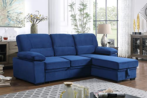 Black Grey Linen L Shaped Sleeper Sectional Sofa with Storage Chaise Q364