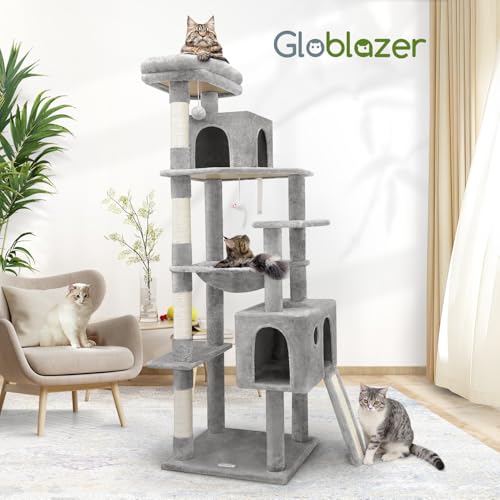 Light Grey 70 inch Cat Tree with Scratching Post D605176