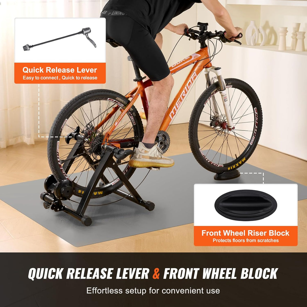 Magnetic Bike Trainer Stand for 26"-29" Wheels with 8 Resistance Settings Y4204