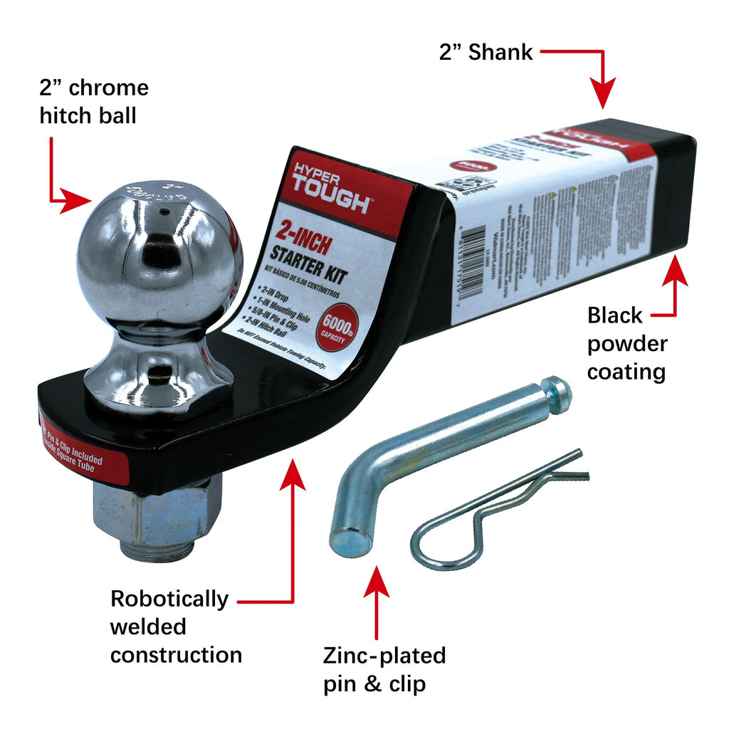 2 inch Drop Trailer Hitch Starter Kit with 5/8 inch Pin, Class III, Black, 2 inch Ball N26970