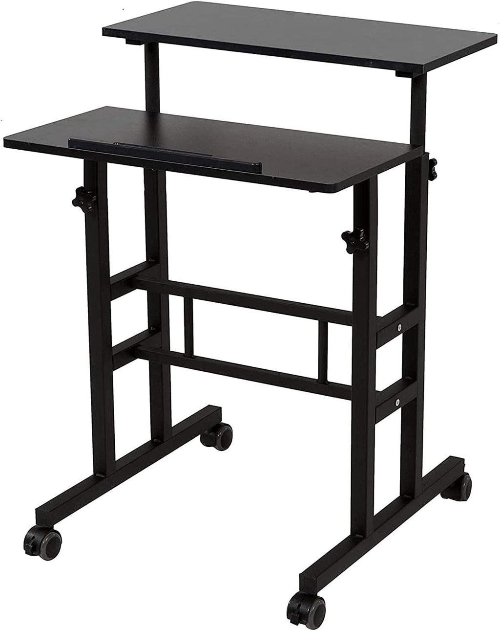Black Height Adjustable Standing Desk with Carpet Wheels X4448