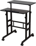 Black Height Adjustable Standing Desk with Carpet Wheels X4448