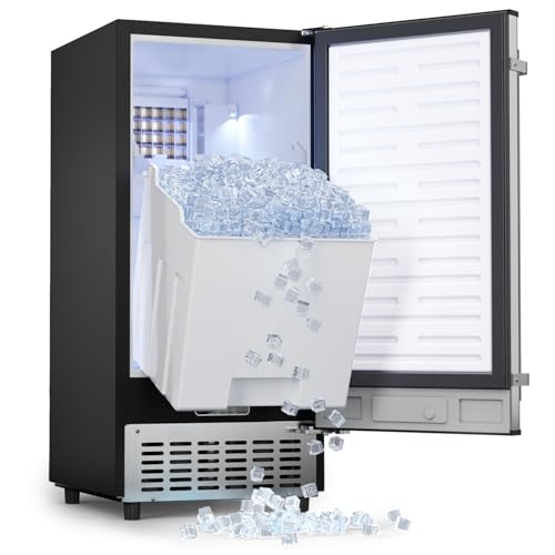 15 Inch Stainless Steel Built-in Freestanding Ice Maker with 30lbs Storage Bin X190