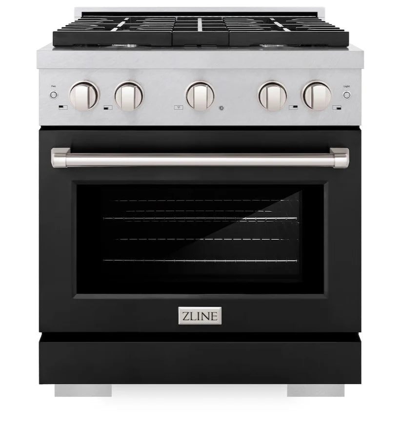 30 4.2 cu. ft. Gas Range with Convection Oven Stainless Steel Black Matte Door W14697