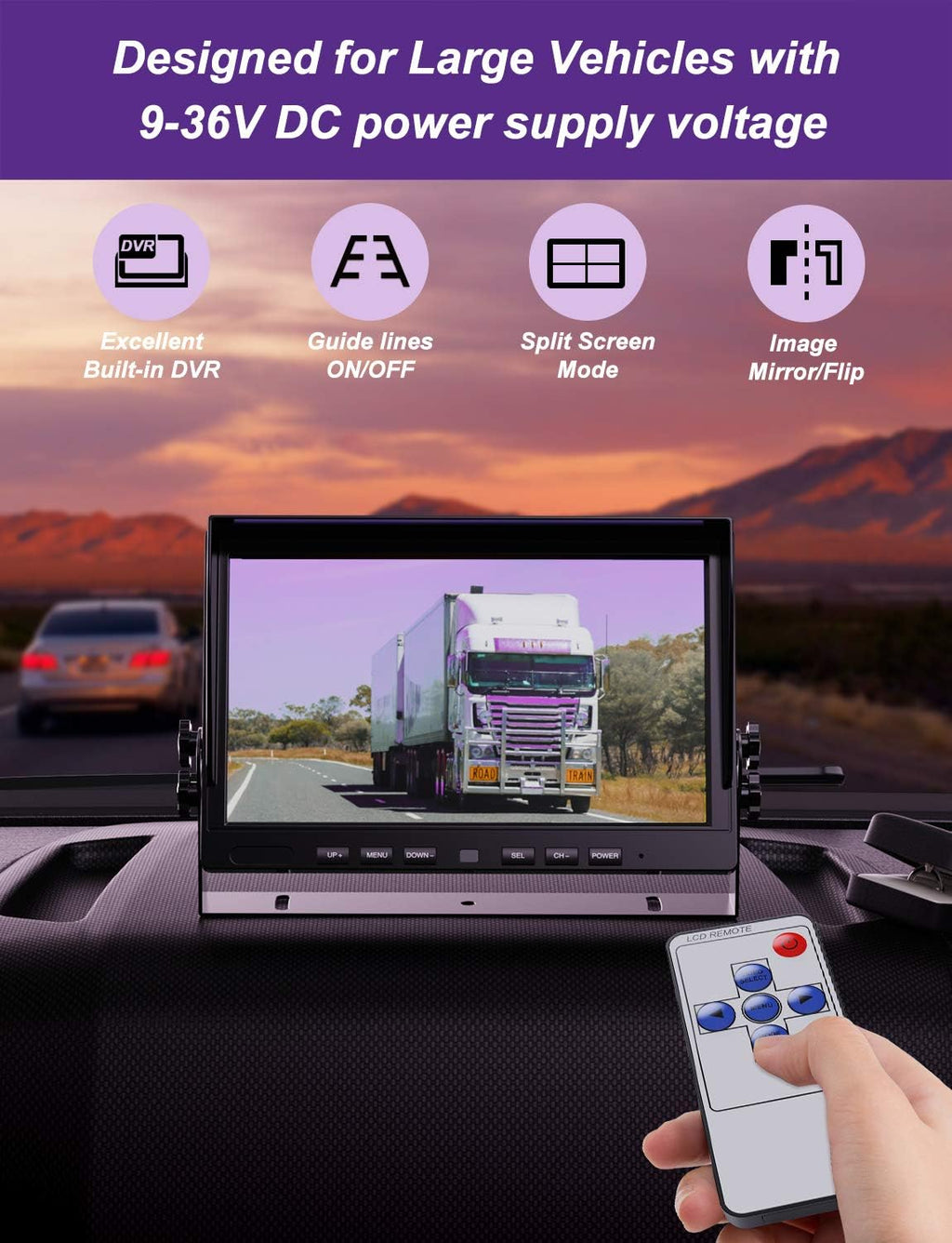 10 Monitor 4 Channel Waterproof Backup Camera System V9250