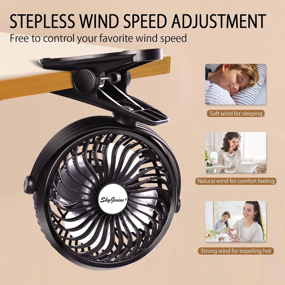 Portable Clip on Fan Black T36535