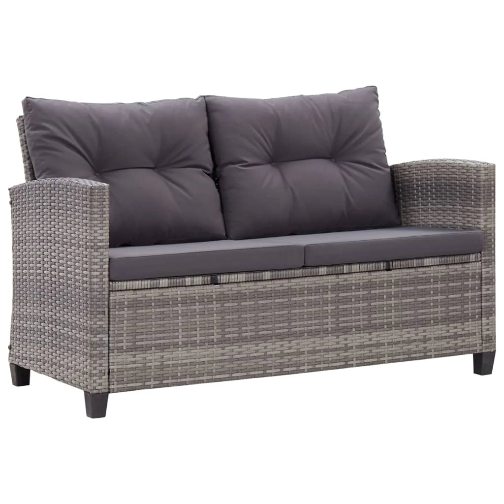 6 Piece Patio Sofa Set with Cushions Dark Gray Poly Rattan Steel Frame K963