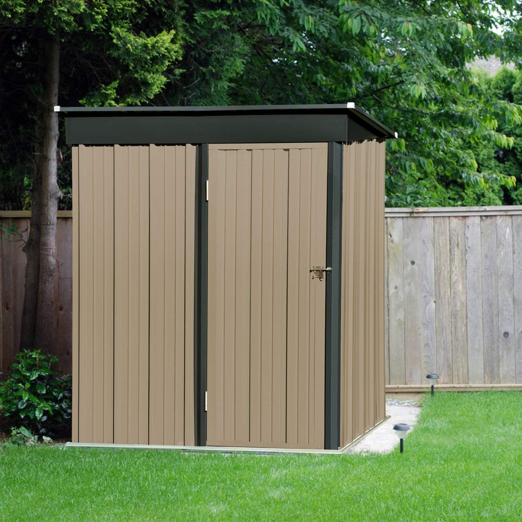 5x3 FT Galvanized Steel Outdoor Storage Shed, Dark Grey V236215