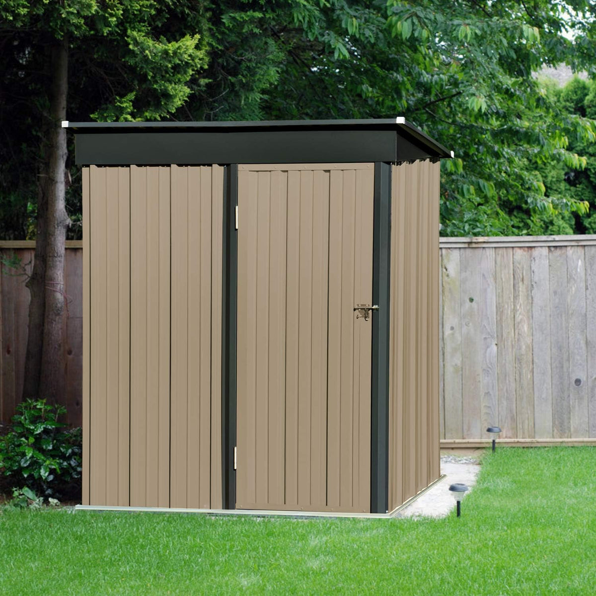 5x3 FT Galvanized Steel Outdoor Storage Shed, Dark Grey V236215