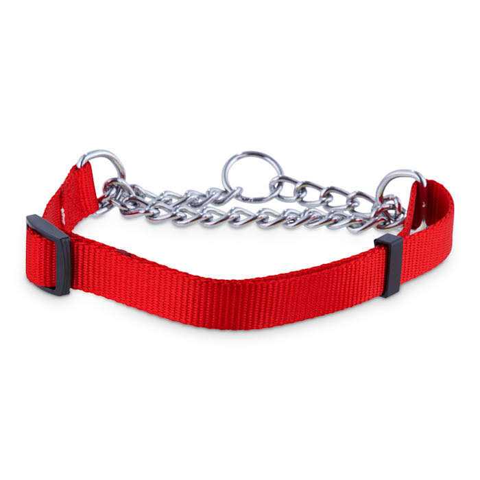 Check Nylon & Chain Dog Collar Q5814
