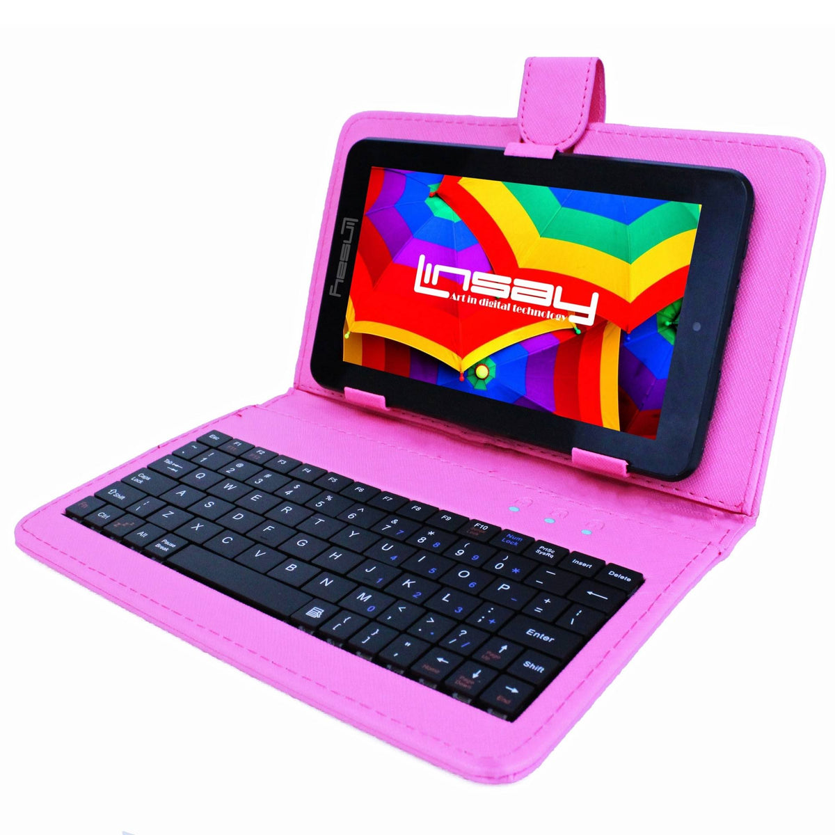 7x22 HD Android Tablet with Pink Keyboard Case R8565