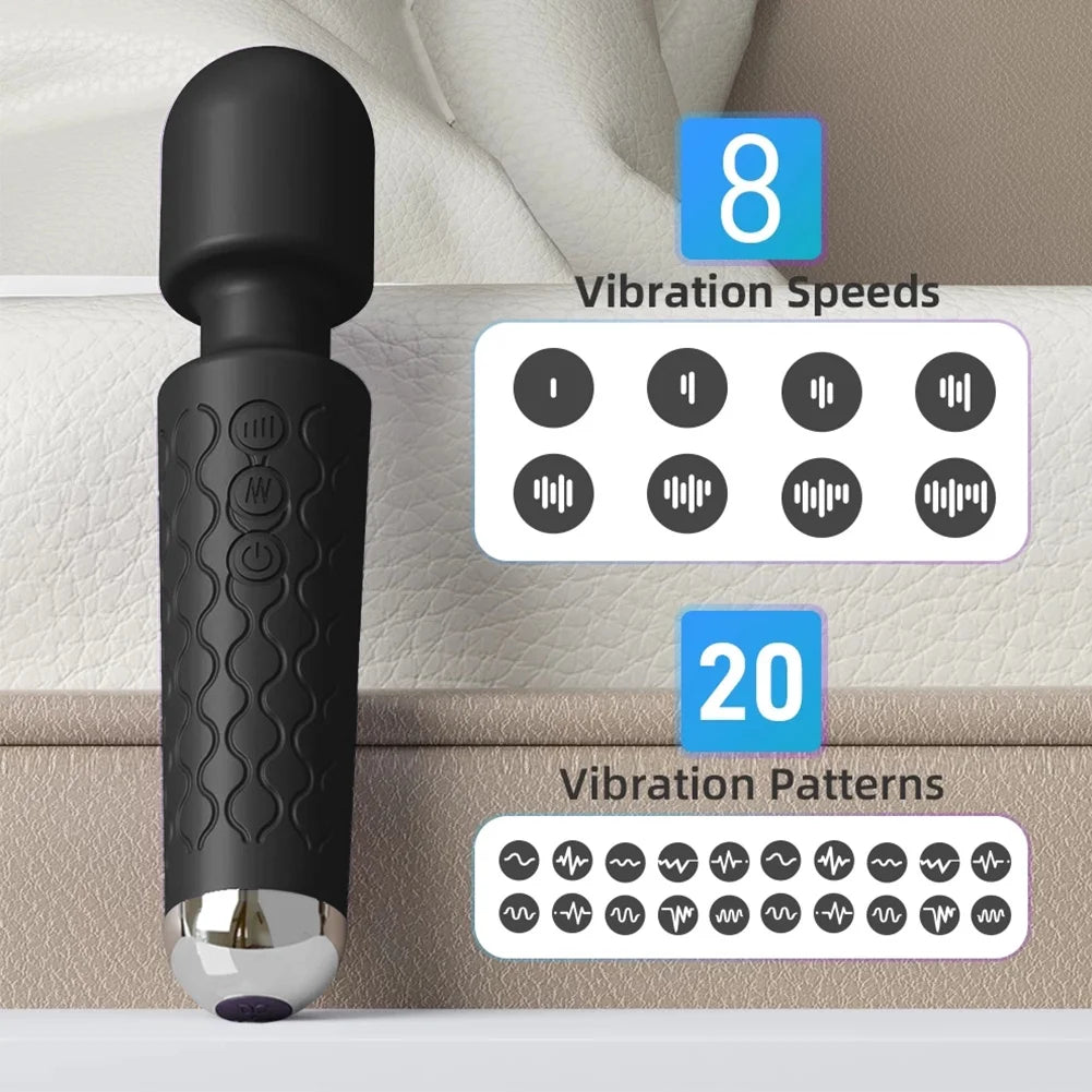 Black Wand Massager Vibrator with 8 Speeds N864