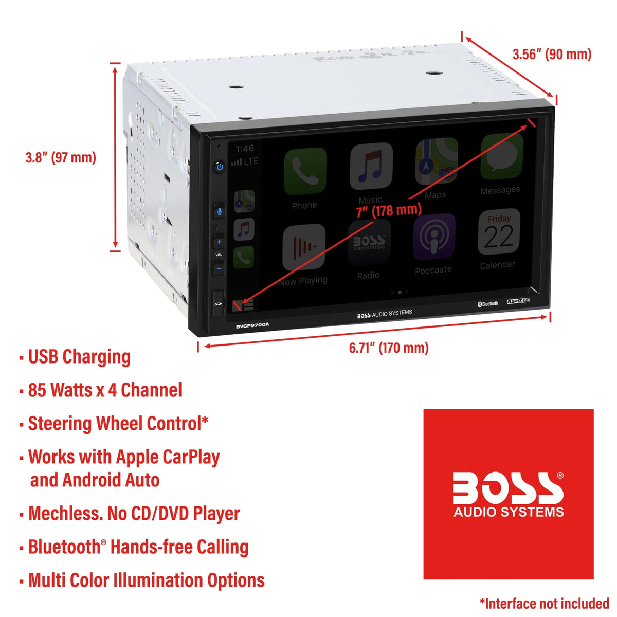 2 Din Apple CarPlay Android Auto Car Stereo System M95844
