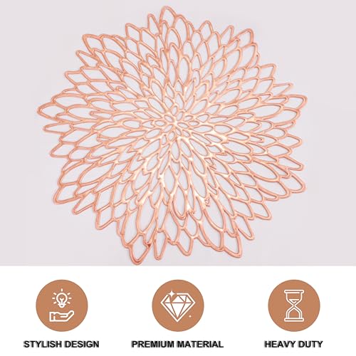 6 Pack Silver Metallic Glitter Vinyl Round Placemats W36008