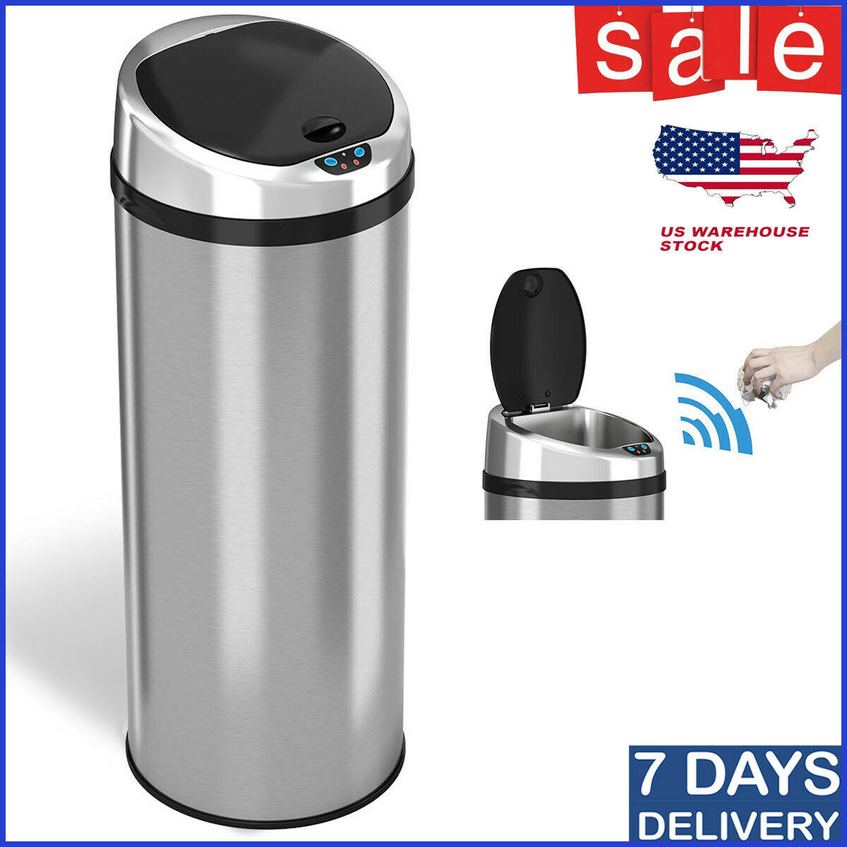 Stainless Steel Motion Sensor Trash Can D741686