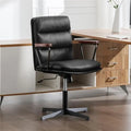 Black PU Padded Criss Cross Office Desk Chair with Wooden Armrests W296240
