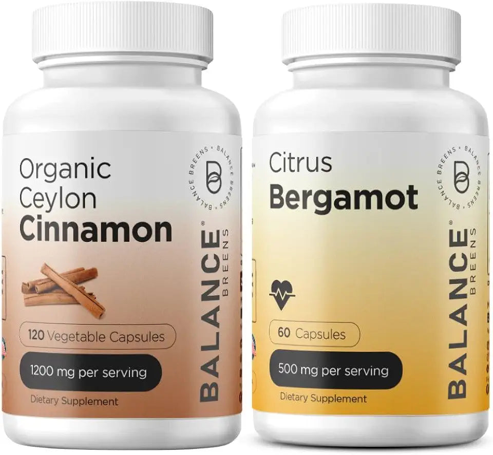 Organic Ceylon Cinnamon 1200mg Citrus Bergamot 500mg Supplement Combo U1497