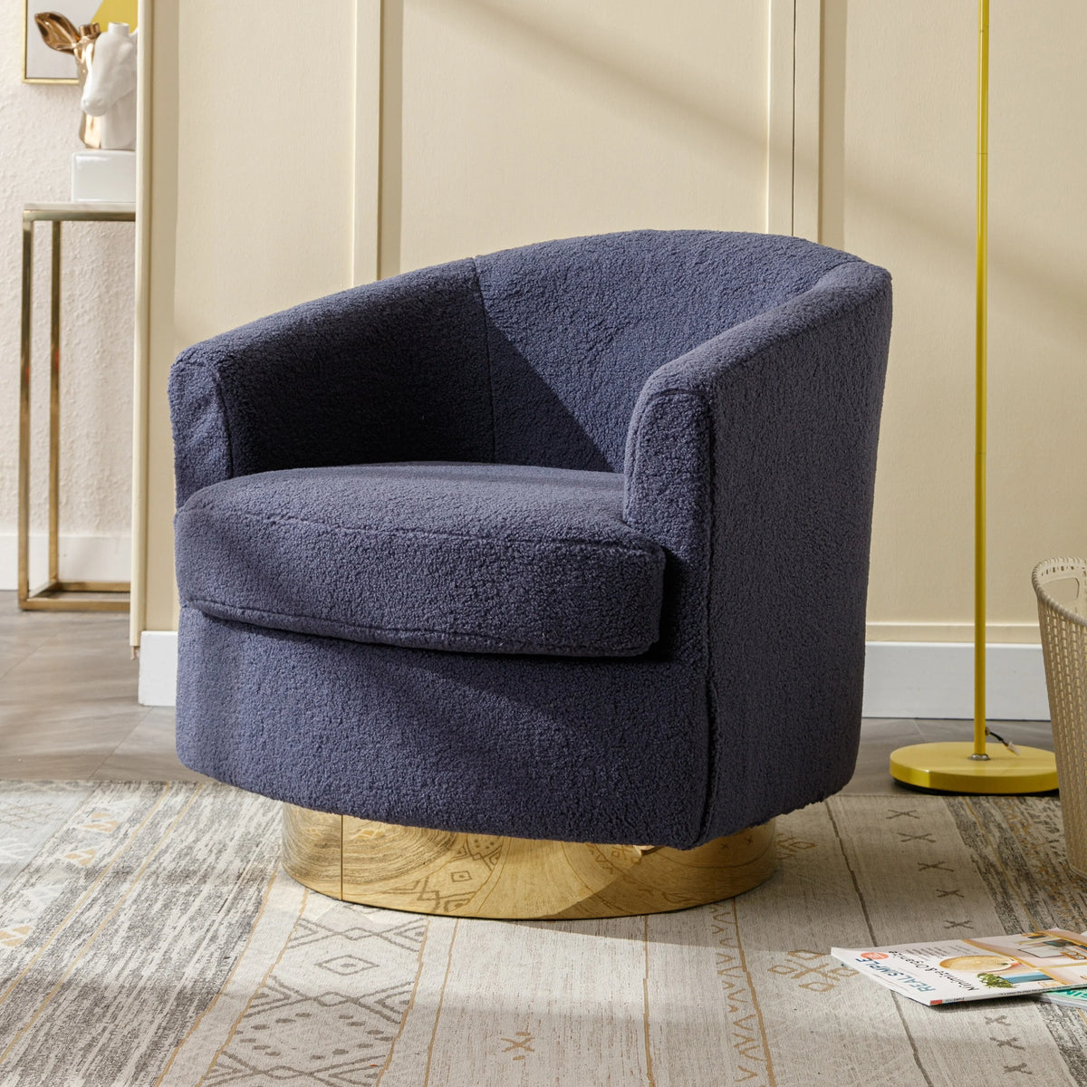 Sherpa Swivel Barrel Chair Navy F731571