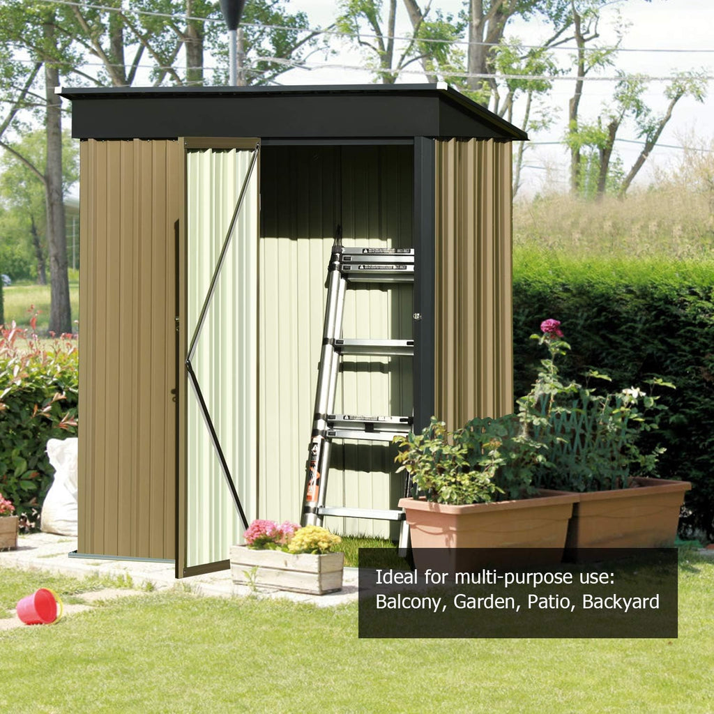 5x3 FT Galvanized Steel Outdoor Storage Shed, Dark Grey V236215
