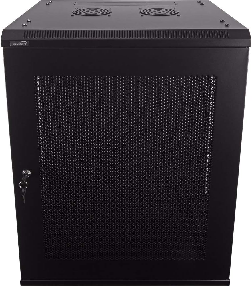 15U Wallmount Cabinet Enclosure 19-Inch Server Network Rack with Locking Perforated Door Black H685