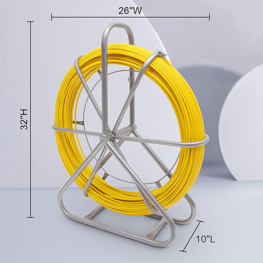 Fiberglass Fish Tape Reel Duct Rodder with Cage and Wheel Stand Z565831