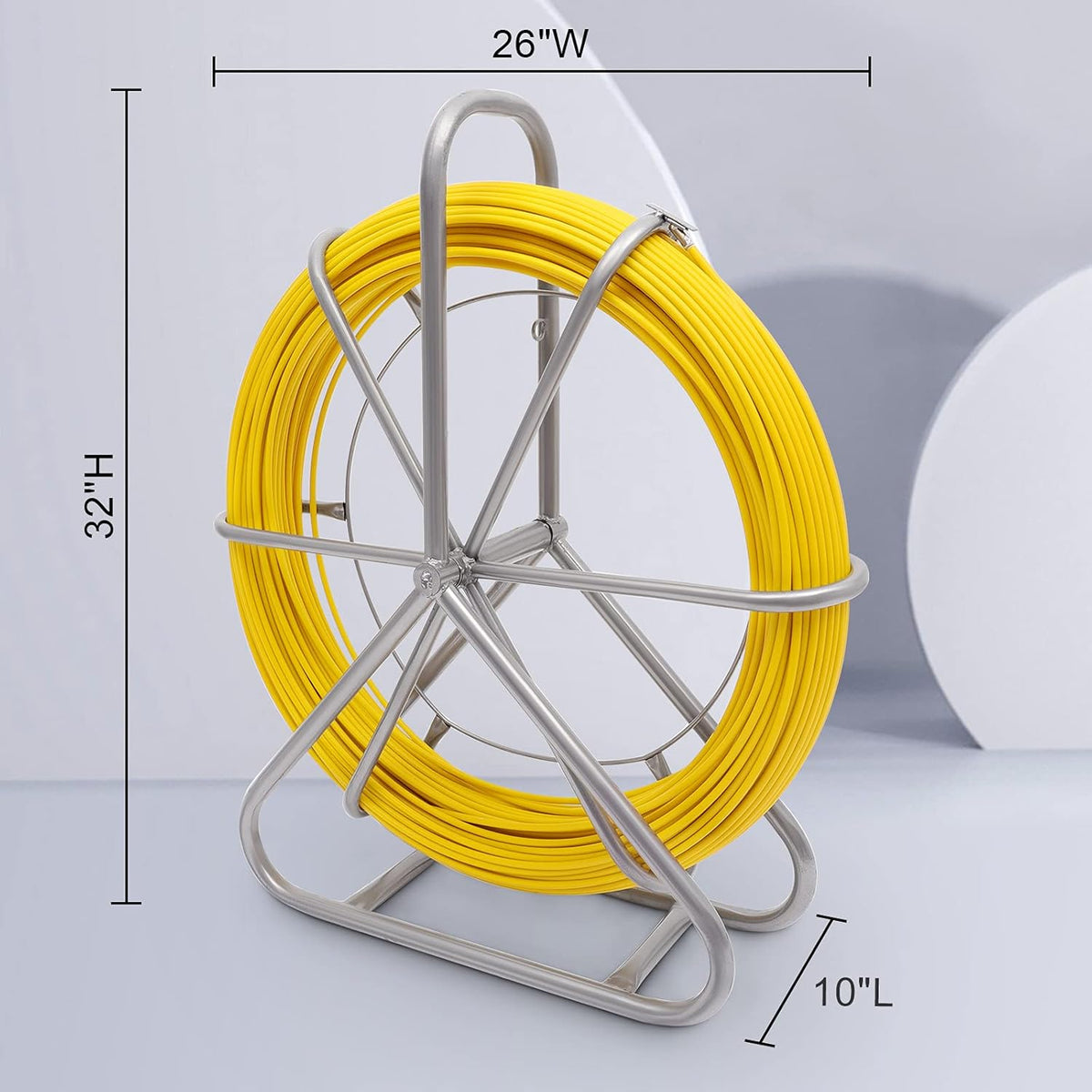 Fiberglass Fish Tape Reel Duct Rodder with Cage and Wheel Stand Z565831