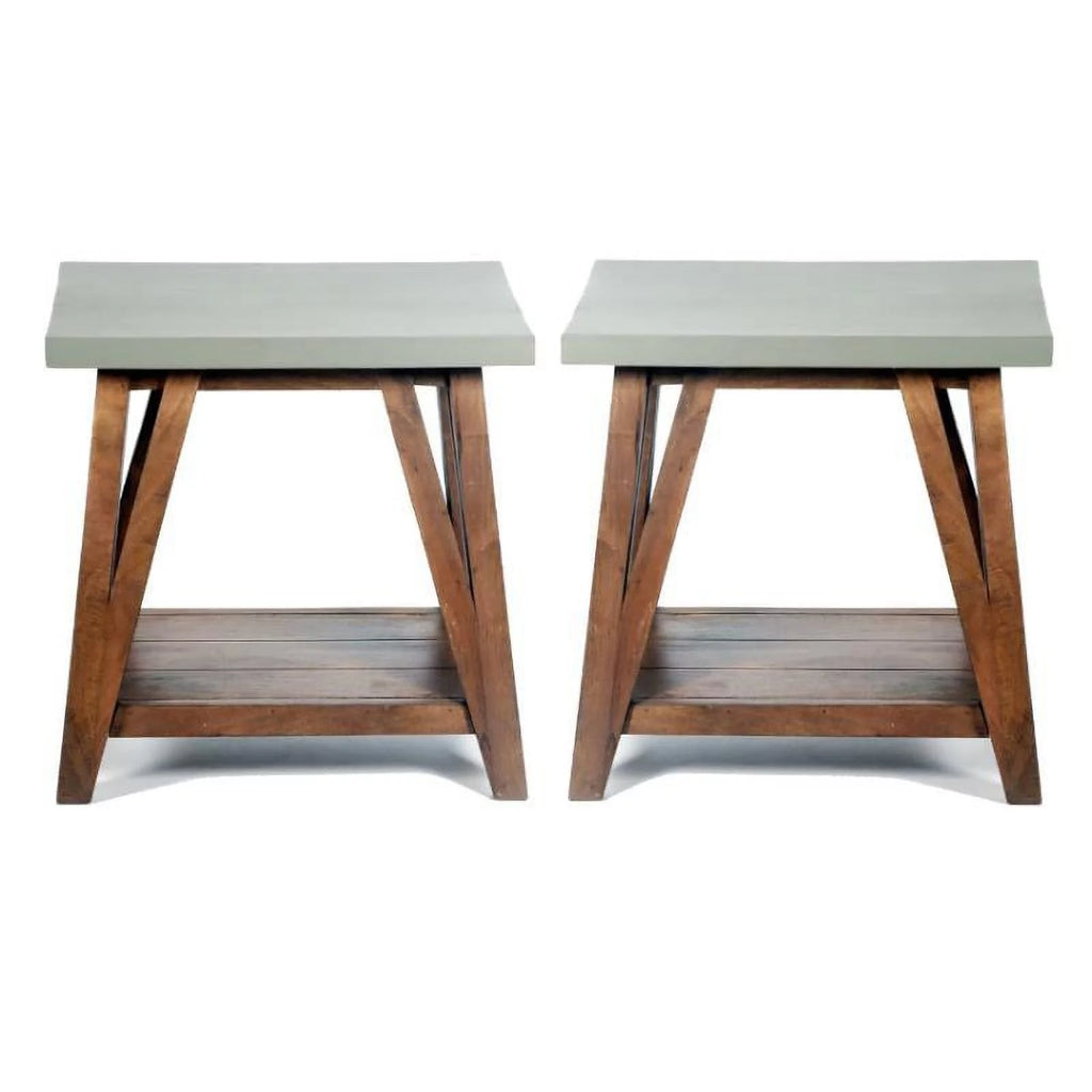 22" Wood Concrete End Table Set of 2 O51810