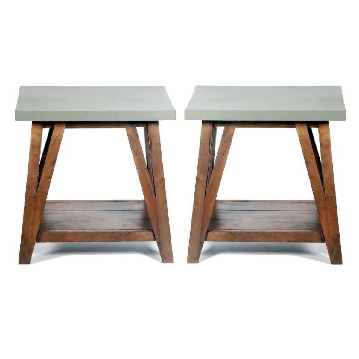 22" Wood Concrete End Table Set of 2 O51810