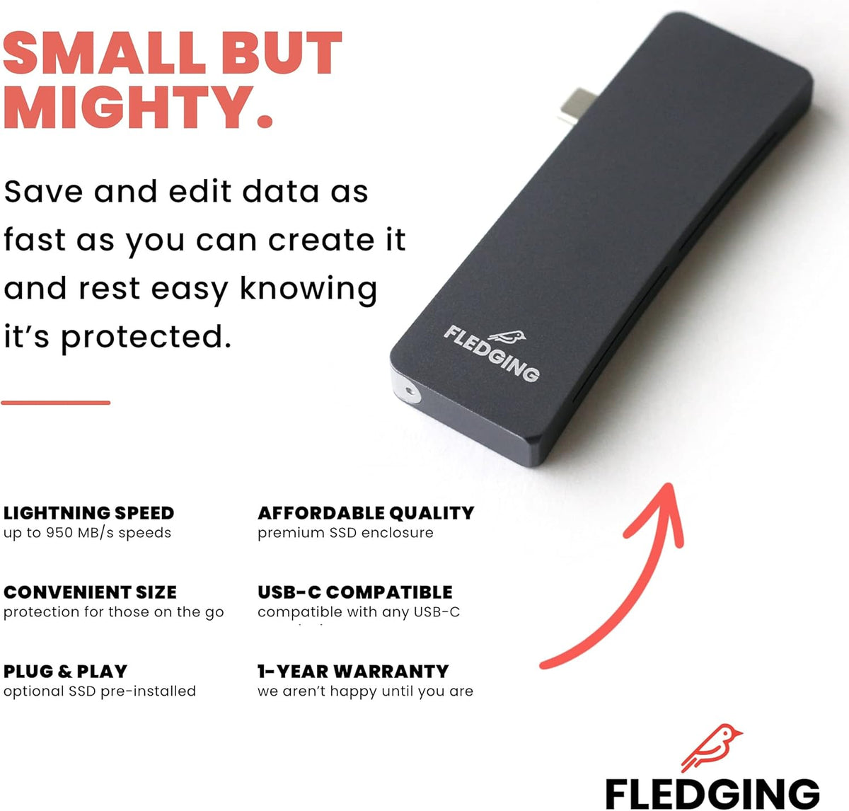 Slim USB-C M.2 NVMe External Storage (1TB) H2287