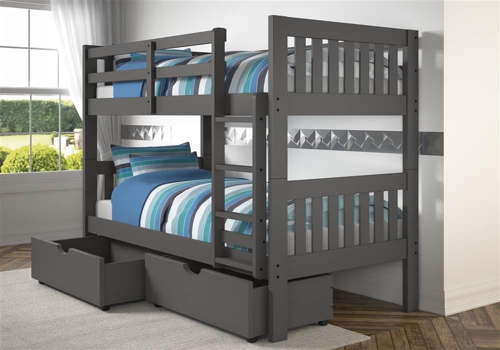 Dark Cappuccino Kids Mission Bunk Bed with Under Bed Drawers S83481