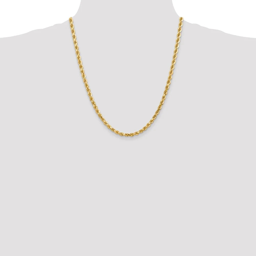 14kt Yellow Gold 4.5mm Diamond Cut Rope Chain with Lobster Clasp, 22 inch F4435